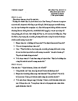Đề kiểm tra học kỳ II môn Ngữ văn Lớp 8 - Năm học 2014-2015